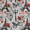 Tissu AMB Paris rouge noir tour eiffel vélo