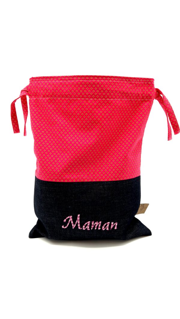 Petit sac de voyage réversible brodé texte 30 x 40 cm – Image 2