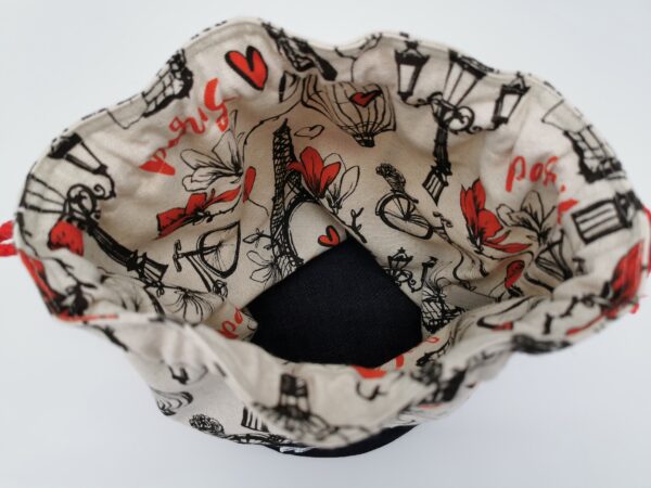 Petit sac de voyage rond avec fond réversible brodé texte 30 x 25 cm – Image 4