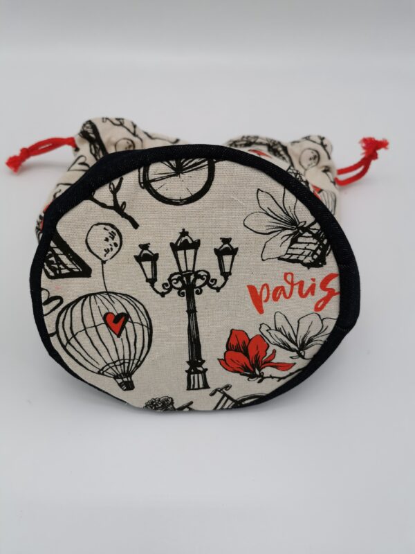 Petit sac de voyage rond avec fond réversible brodé texte 30 x 25 cm – Image 2