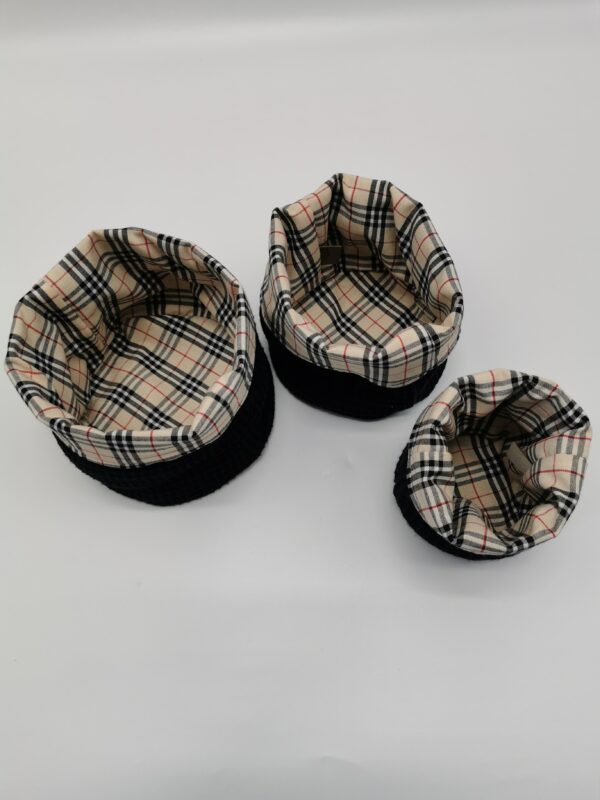 Lot 3 Paniers salle de bain ronds burberry noir 10 cm 13 cm et 16 cm – Image 3