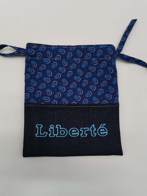 Petit sac de voyage réversible brodé texte 25 x 30 cm – Image 2