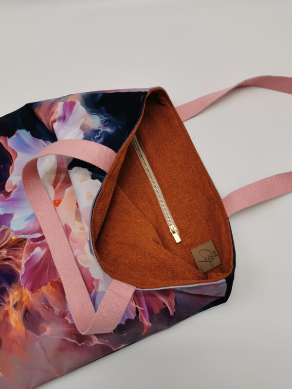 Tote bag Collection Symphonie Florale Altéa pastel intérieur doré – Image 3