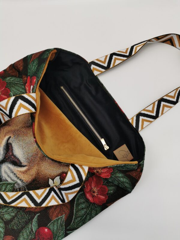 Tote bag Collection Savane Lionne intérieur velours noir et doré – Image 2