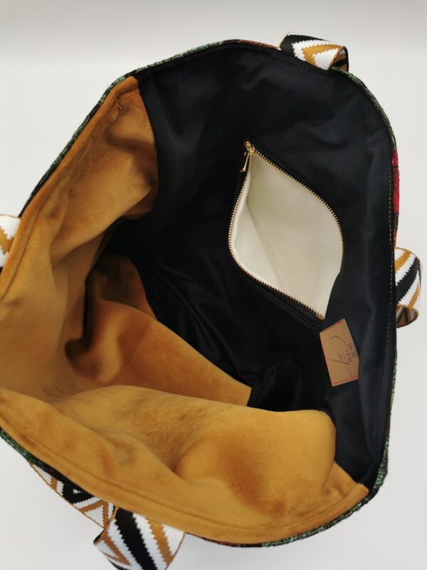 Tote bag Collection Savane Lionne intérieur velours noir et doré – Image 3