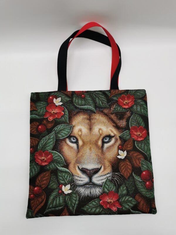 Tote bag Collection Savane Lionne intérieur suédine rouge et noire