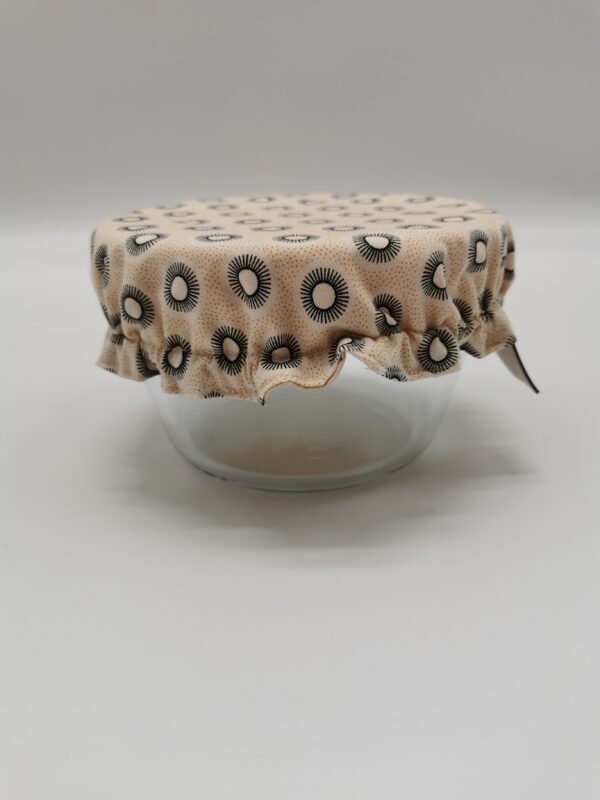 Couvre saladier doublure tissu enduit beige diamètre 18 cm