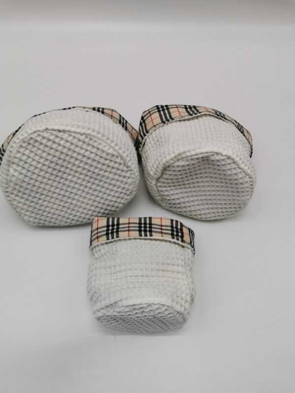 Lot 3 Paniers salle de bain ronds burberry crème 10 cm 13 cm et 16 cm – Image 5