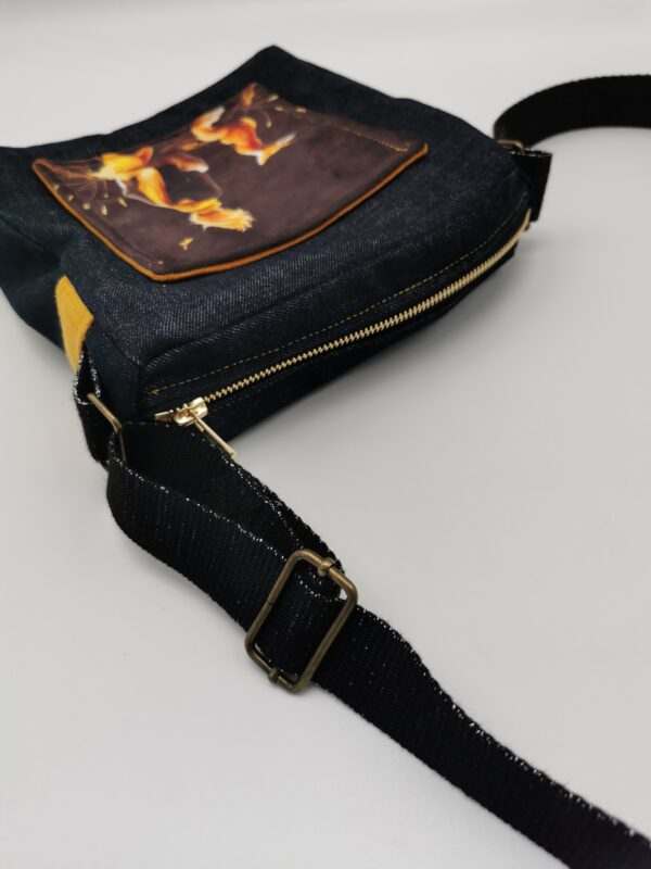 Pochette téléphone Petit Prince denim noir intérieur velours 20 x 20 cm – Image 4