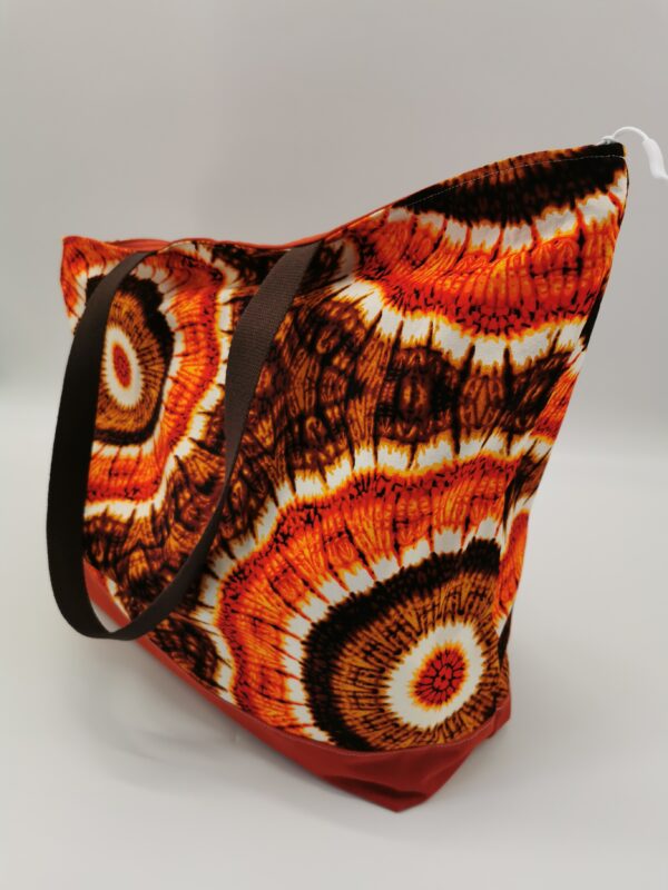 Sac de plage XL zippé wax intérieur tissu enduit crème 60 x 45 cm – Image 2