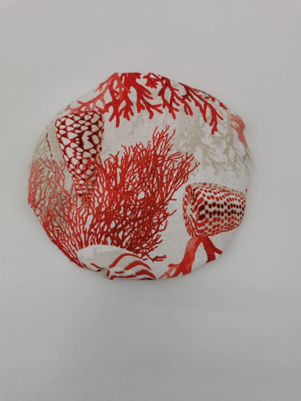 Couvre saladier rouge océanique doublure tissu enduit orange chiné diamètre 25 cm – Image 4
