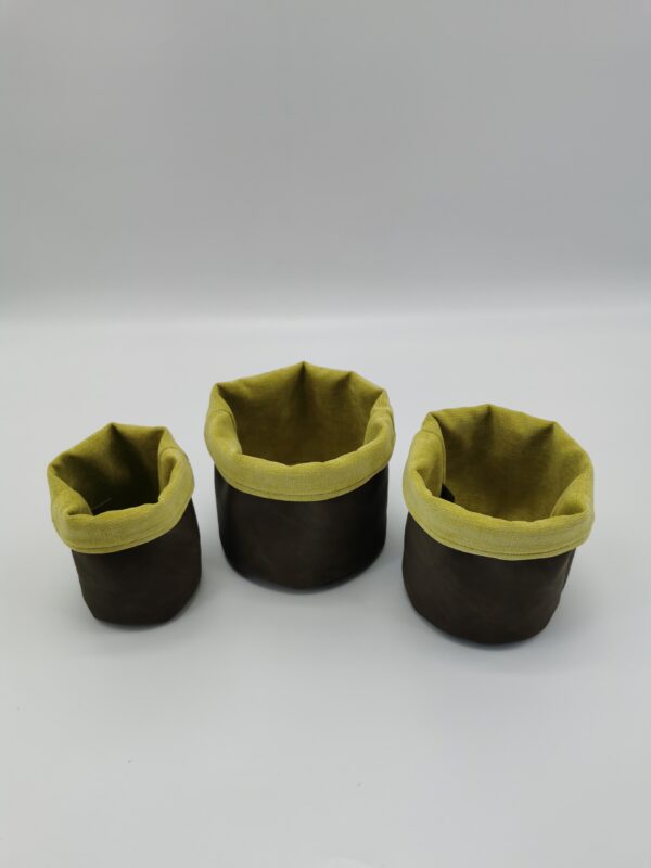 Lot 3 Paniers déco ronds chocolat anis 10 cm 13 cm et 16 cm