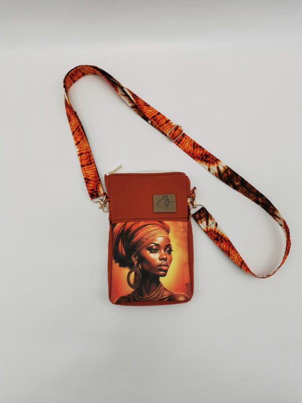 Pochette téléphone Visage 2025  orange terracotta 22 x 13 x 3 cm