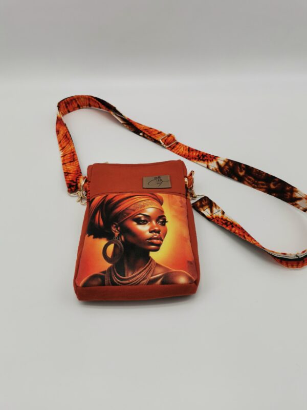 Pochette téléphone Visage 2025  orange terracotta 22 x 13 x 3 cm – Image 3