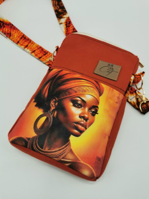 Pochette téléphone Visage 2025  orange terracotta 22 x 13 x 3 cm – Image 2
