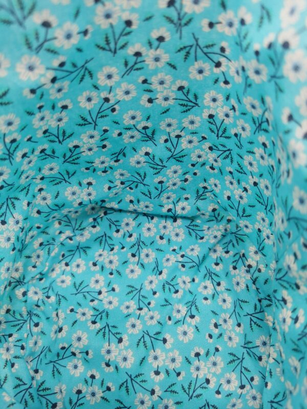 Lot 3 Paniers déco ronds velours côtelé blanc intérieur bleu petites fleurs  10 cm 13 cm et 16 cm – Image 6