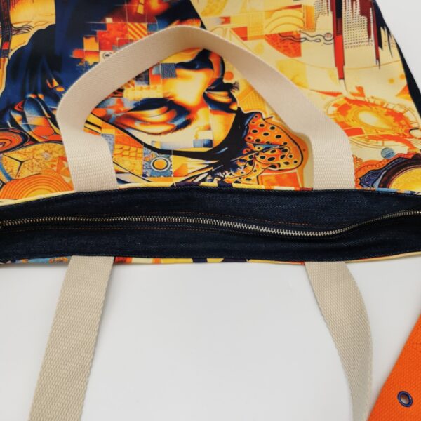 Tote bag zippé avec fond Collection Visage Femme 2025 Orange City – Image 6