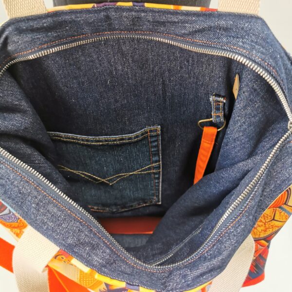 Tote bag zippé avec fond Collection Visage Femme 2025 Orange City – Image 4