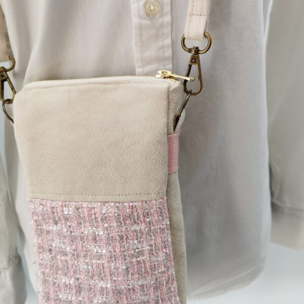 Pochette téléphone Collection Haute Couture crème et rose et 22 x 12 x 3 cm – Image 5