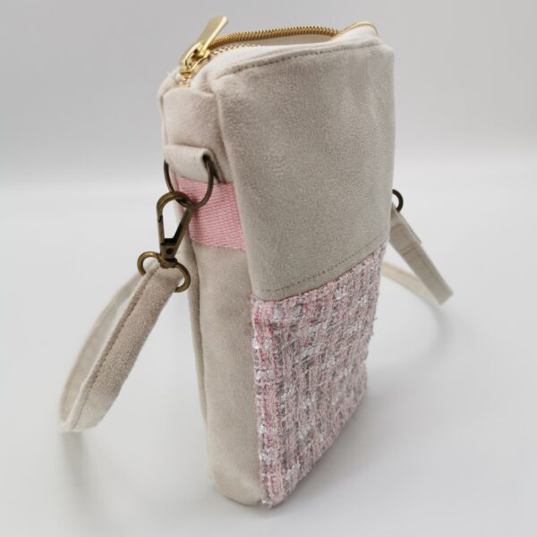 Pochette téléphone Collection Haute Couture crème et rose et 22 x 12 x 3 cm – Image 2