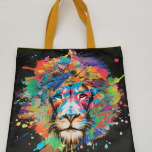 Tote bag Collection Savane Lion multicolore intérieur vert fluo déperlant