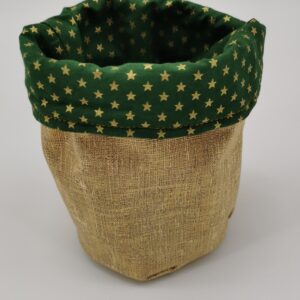Panier déco Noël doré intérieur vert motifs noël 10 cm