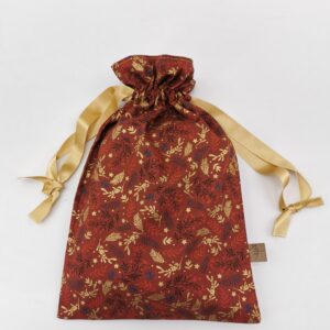 Pochette de Noël doublée motifs noël fond marron 27 x 42 cm